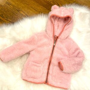 Fuzzy pink fleece hoodie with ears 2T
